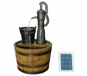 Solar Barrel with Pump Water Feature