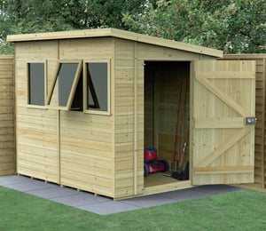 Forest Timberdale 6 x 8 ft Tongue & Groove 3 Windows Pent Shed
