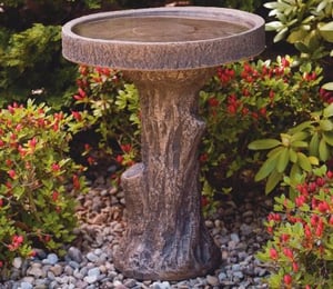 Massarelli Tree Stump Cast Stone Bird Bath