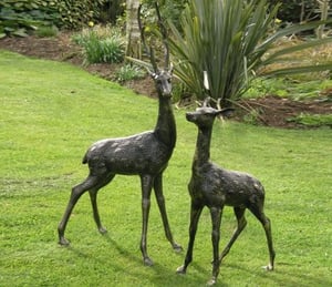 Two Extra Large Deer Garden Ornament Set