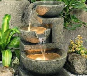 Medium Granite Three Bowl Fountain Water Feature